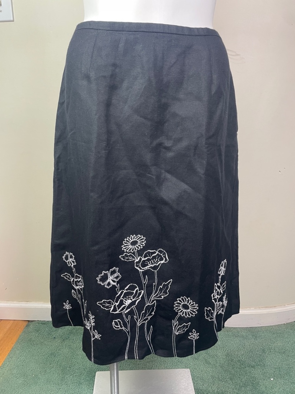 Mary McFadden Collection Linen Midi Skirt